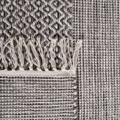 Ivory & Anthracite Hand-Woven Cotton Area Rug - 5' x 8'