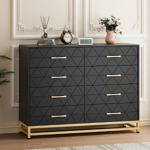 Dresser for Bedroom,Wood 8 Drawer Double Dresser with Wide Drawers and Gold Handles - 1 of 4