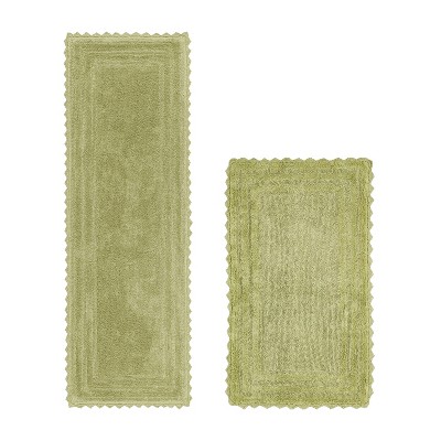 Lilly Crochet Collection 100% Cotton Tufted Reversible 2-Piece Bath Rug Set – Super Absorbent, Machine Washable Bathroom Mats with Crochet Pattern