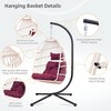 Okak Outdoor Egg Chair with Stand, Hanging Chair with Wicker Seat, Porch Chairs with Cushions for Backyard, Garden, Patio - 3 of 4