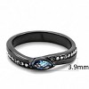 Slickblue Sea Blue Marquise CZ Ring Polished Light Black Stainless Steel Women's Stackable, Size 5-10 - 3 of 4