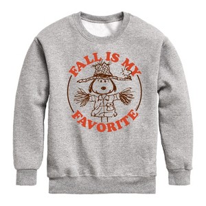 Boys' - Peanuts - Fall Is My Favorite Graphic Long Sleeve Fleece Sweatshirt - 1 of 4