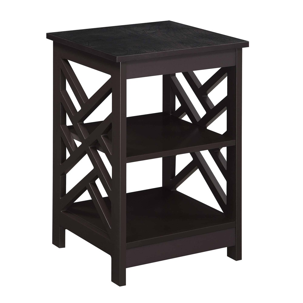 Titan End Table with Shelves Espresso - Breighton Home: Square Side Table, MDF with Melamine Top, Spot Clean