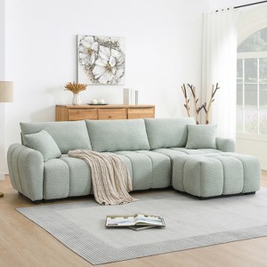 MYINDA 110" Modular Sectional Sofa, L Shape with Extra-large Seat, Free Combination,Boucle Fabric - 1 of 4
