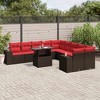 vidaXL 11 Piece Garden Sofa Set with Cushions Poly Rattan - Brown - 2 of 4