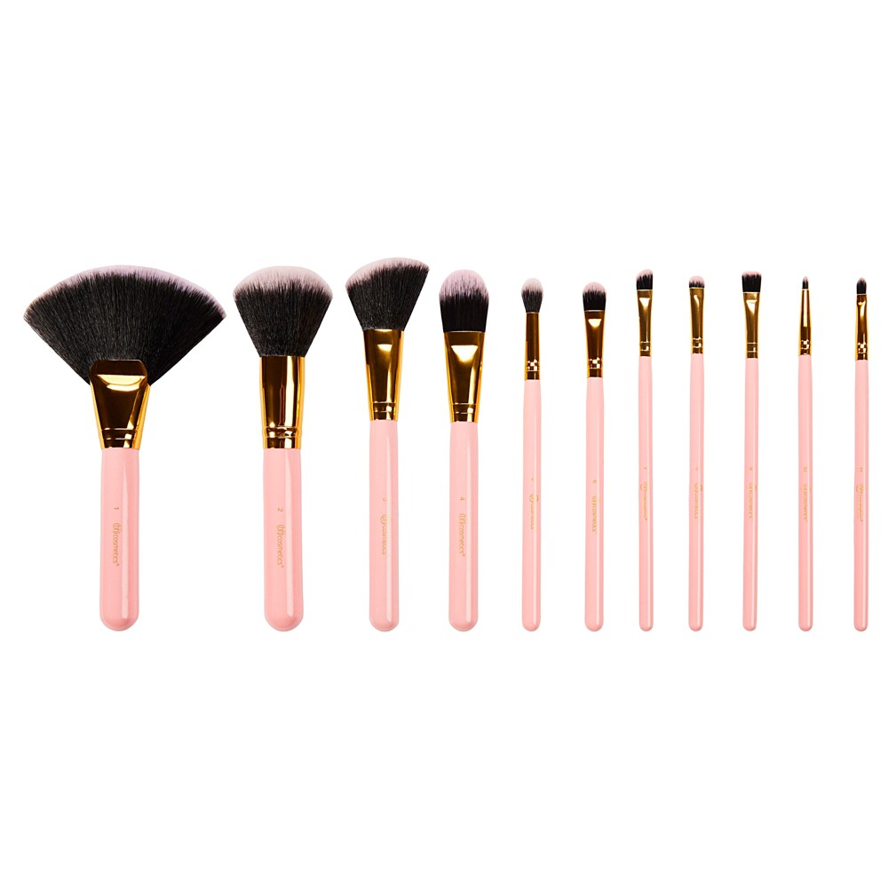 BH Cosmetics Metal Rose Brush Set - Option : 11 pc