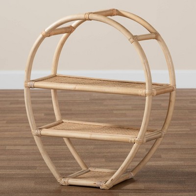 Ruana Bohemian Natural Brown Rattan 3-Tier Display Shelf