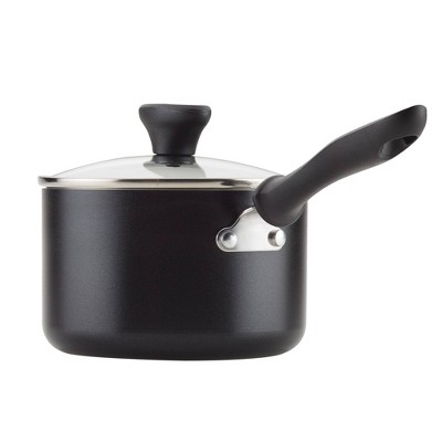 Black Aluminum Nonstick 2-Quart Covered Saucepan with Glass Lid