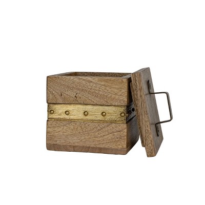 Small Mango Wood Trinket Box with Brass Handle