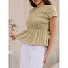 INSPIRE CHIC Women's Peplum Summer Smocked Ruched Crew Neck Cap Sleeve Babydoll Tunic Blouse - 4 of 4