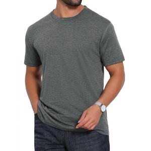 INSPIRE CHIC Men's Crew Neck Short Sleeve Solid Color Retro Style Casual T-Shirts - 1 of 4