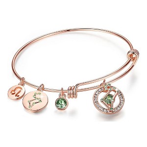 Leafael Superstar Zodiac Adjustable Bangle Bracelet with Premium Crystals Horoscope Constellation, 14K Rose Gold Plated, 7" Diameter - 1 of 4
