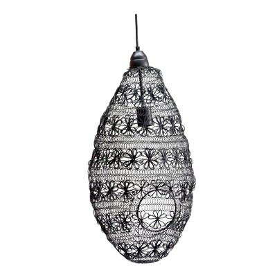 Florence Oval Wire Weave Pendant Light Black - A&B Home