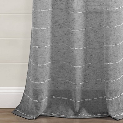 Dark Gray Sheer Polyester Grommet Window Curtain Panels, 38"W x 108"L