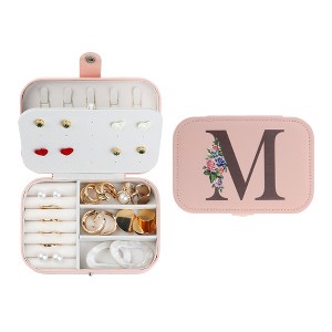 Unique Bargains Letter Travel Women Girls Birthday Gifts Portable PU Leather Jewelry Storage Display Holder - 1 of 4