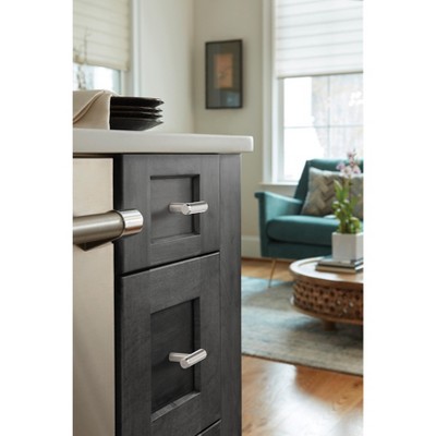 Satin Nickel Brushed Bar Pull Knob with Mounting Hardware