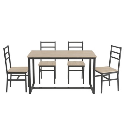 NicBex Dining Table Set for 4 Kitchen Table 5-piece Set Table and Chair with Backrest Industrial Style Solid Structure