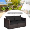 Tangkula 2PCS Rattan Corner Sofa Set Patio Outdoor Furniture Set w/ 4 Black Cushions - 4 of 4