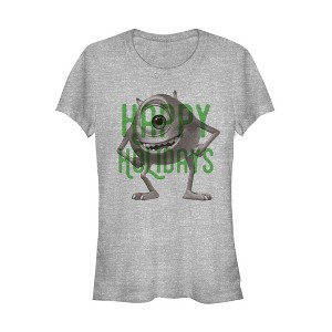 Juniors Womens Monsters Inc Happy Holidays Mike T-Shirt - 1 of 4