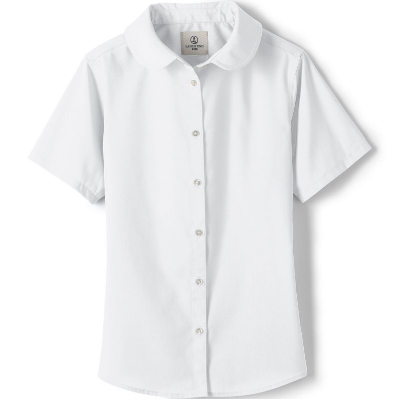 Lands' End School Uniform Kids Short Sleeve Peter Pan Collar Broadcloth Shirt, 1 of 4