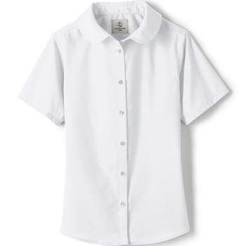 Lands' End School Uniform Kids Short Sleeve Peter Pan Collar Broadcloth Shirt