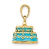 Black Bow Jewelry 14k Yellow Gold Light Blue Enameled Happy Birthday Cake Pendant, 12mm - 2 of 4