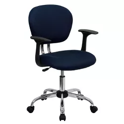Emma and Oliver Mid-Back Navy Mesh Padded Swivel Task Office Chair and Arms