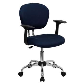 Emma and Oliver Mid-Back Mesh Padded Swivel Task Office Chair with Chrome Base and Arms