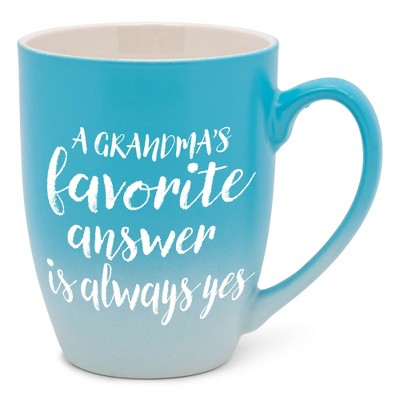 Elanze Designs Grandma's Answer Yes Two Toned Ombre Matte Sky Blue and White 12 ounce Ceramic Stoneware Coffee Cup Mug