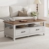 Living Room Coffee Table with Storage Drawers, Farmhouse Coffee Table, Heavy Duty Table Metal Handles for Living Room Office - 2 of 4