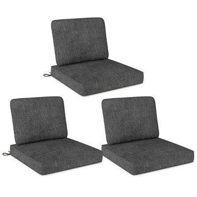 Costway 2/4/6-Pack 24" x 24" Deep Seat Cushion & Back Pillow with Removable Covers Outdoor Brown/Navy/Gray/Black