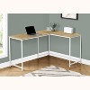 Monarch Specialties Computer Desk Home Office Corner 58InchL L Shape Work Laptop Metal Laminate Natural White Contemporary Modern - image 2 of 4