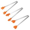Unique Bargains Stainless Steel Silicone Tips Heart Hand Glove Shape Mini Food Tongs 3 Pcs - 3 of 4