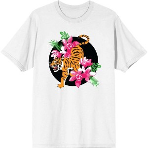 Natural World Tiger & Flowers Men's Crew Neck Short Sleeve Tee - 1 of 2