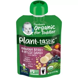 Gerber Plantastic Toddler Banana Berry Veg Smash Baby Snacks Pouch - 3.5oz