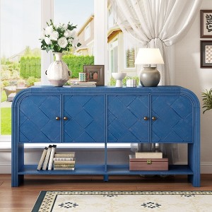 NicBex Farmhouse Console Table with Woven Wood Slats,Elegant Entryway Table with Cabinets & Shelves,Foyer Tables for Entryway,Hallway - 1 of 4