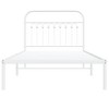 vidaXL Metal Single Bed Frame with Headboard, Steel, White, 39.4"x78.7", Storage Space, Mattress Support - 3 of 4