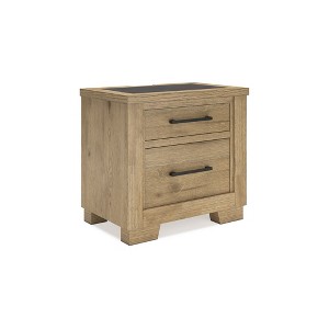Signature Design by Ashley Galliden Nightstand with USB Ports, Light Brown - 1 of 4