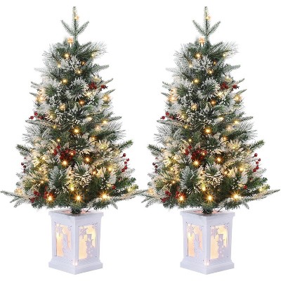 3ft Christmas Tree Artificial Christmas Tree with Vintage Potted Base, Xmas Holiday Decor for Home, Entrances
