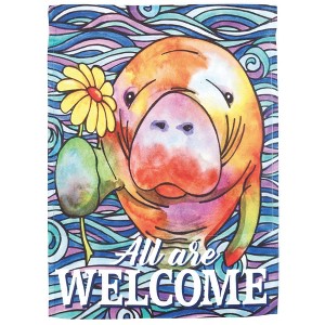 Magnolia Garden All Are Welcome Colored Manatee 13 x 18 Inch Polyester Garden Flag - 1 of 2