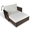 vidaXL Outdoor 2-Seater Sofa Lounge Set - Versatile Poly Rattan Furniture with Removable Cushions & Stool in Brown - 3 of 4