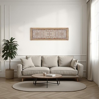 Royal Hampton Rectangular Mango Wood Wall Panel Hand Crafted With Intricate Carving