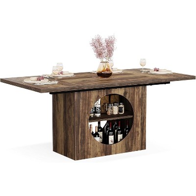 Tribesigns 63" Dining Table for 4-6 People, Rectangular Dining Table with Storage