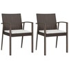 vidaXL 3 Piece Patio Dining Set with Cushions Poly Rattan and Steel - 4 of 4