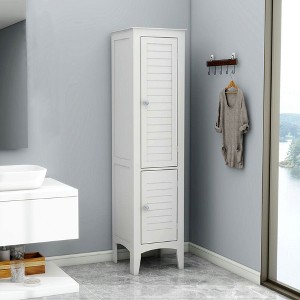 Resenkos Tall Narrow Tower  Cabinet with 2 Shutter Doors 5 Tier Shelves for Bathroom, Kitchen ,Living Room ,Storage Cabinet,White - 1 of 4