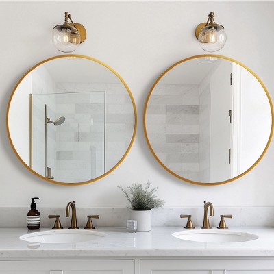Aluminum Alloy Thin Edge Gold Color Circular Wall Mirror 70*70*2.8cm