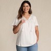Lands' End Women's Slub Flutter Sleeve Lace Trim Notch Neck Tunic Top - 4 of 4