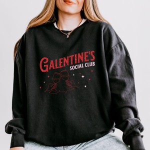 Galentine's Social Club Glitter - Women's Lightweight Garment Dyed Sweatshirt - 1 of 4
