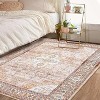 Washable Vintage Runner Rug, Non-Slip Low Pile Medallion Carpet with Rubber Backing for Kitchen or Entryway - 3 of 4