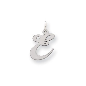 Black Bow Jewelry 14k White Gold, Ella Collection, LG Fancy Script Initial Pendant A-W - 1 of 4